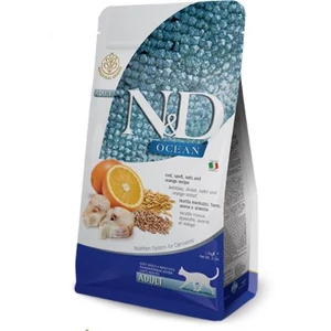 N&D Cat Ocean - Tőkehal-Tönköly-Zab-Narancs száraztáp Felnőtt macskának 1,5 kg