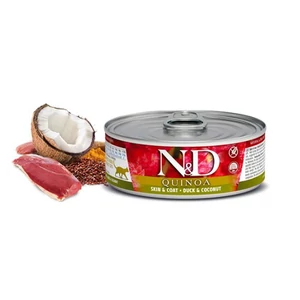 N&D Cat Quinoa - Kacsa-Kókusz konzerv a Bőrért és Szőrzetért 80 g