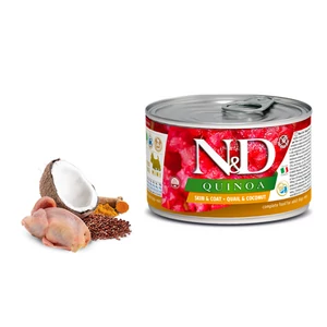 N&D Dog Quinoa - Fürj-Kókusz konzerv a Bőrért és Szőrzetért Kistestű Kutyának 140 g