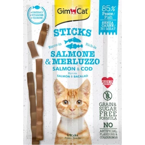 GimCat Sticks Lazac és Tőkehal rudacskák cicának 4db 20 g