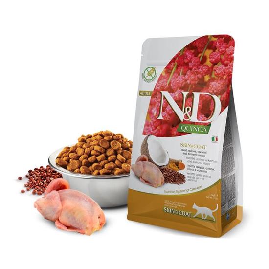 N&D Cat Quinoa - Fürj Száraztáp a Bőrért és Szőrzetért