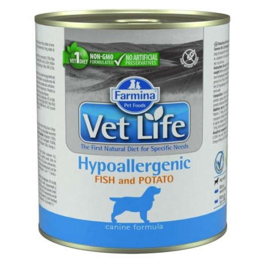 VetLife Dog Hipoallergén Hal-Krumpli konzerv 300 g