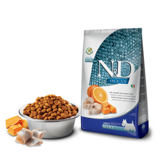 N&D Dog Ocean - Tőkehal-Sütőtök-Narancs száraztáp Kistestű Kutyáknak