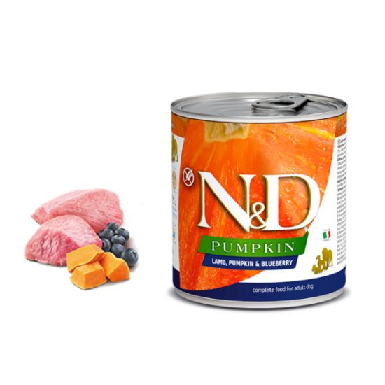 N&D Dog Pumpkin- Bárány-Sütőtök-Áfonya konzerv Felnőtt Kutyáknak 285 g