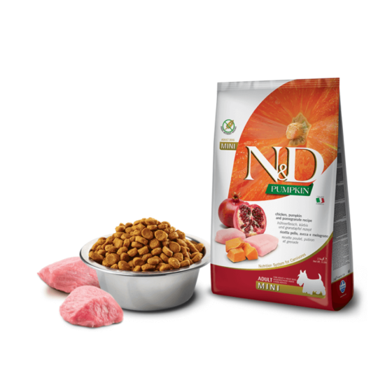 N&D Dog Pumpkin - Csirke-Sütőtök-Gránátalma száraztáp Kistestű Felnőtt Kutyáknak