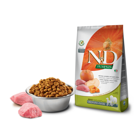 N&D Dog Pumpkin- Vaddisznó-Sütőtök-Alma száraztáp Felnőtt Kutyáknak