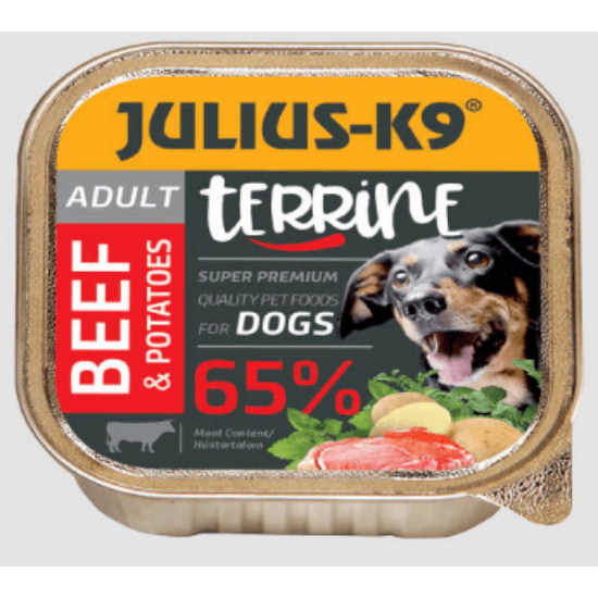 Julius-K9 Terrine Marha-Krumpli nedves eledel kutyáknak 150 g