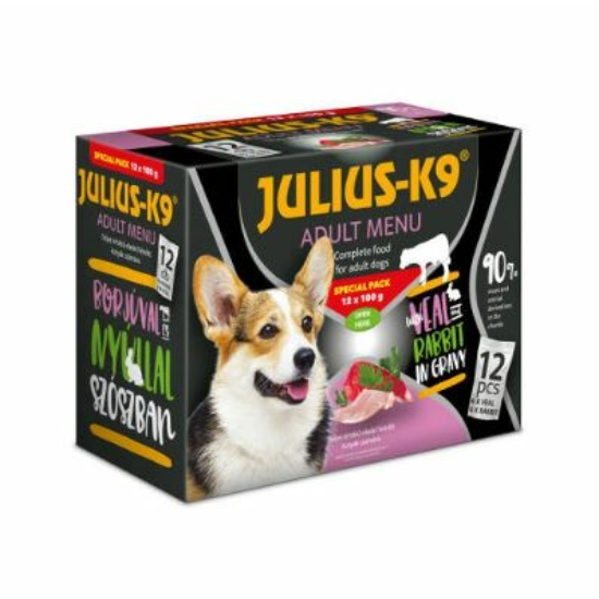 Julius-K9 szószos Borjú és Nyúl válogatás kutyáknak 12x100 g