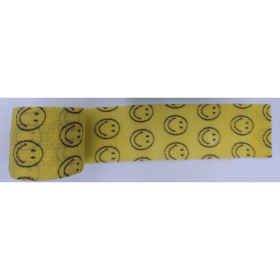 Rugalmas Pólya Copoly kötszer Sárga Smiley mintás 5 cm 1 x