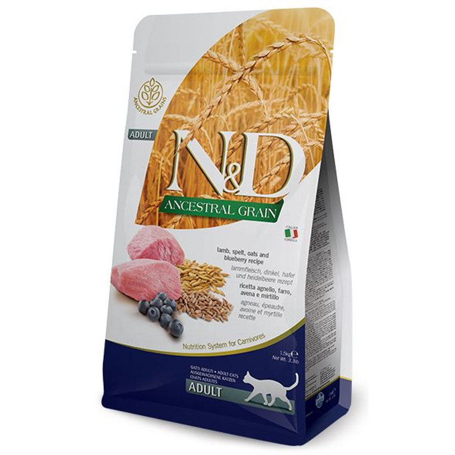 N&D Cat Ancestral Grain Bárány-Tönköly-Zab-Áfonya táp macskáknak 1,5 kg