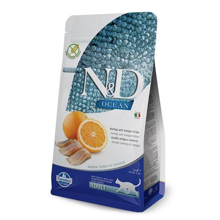 N&D Cat Ocean - Hering-Narancs száraztáp Felnőtt macskának 1,5 kg