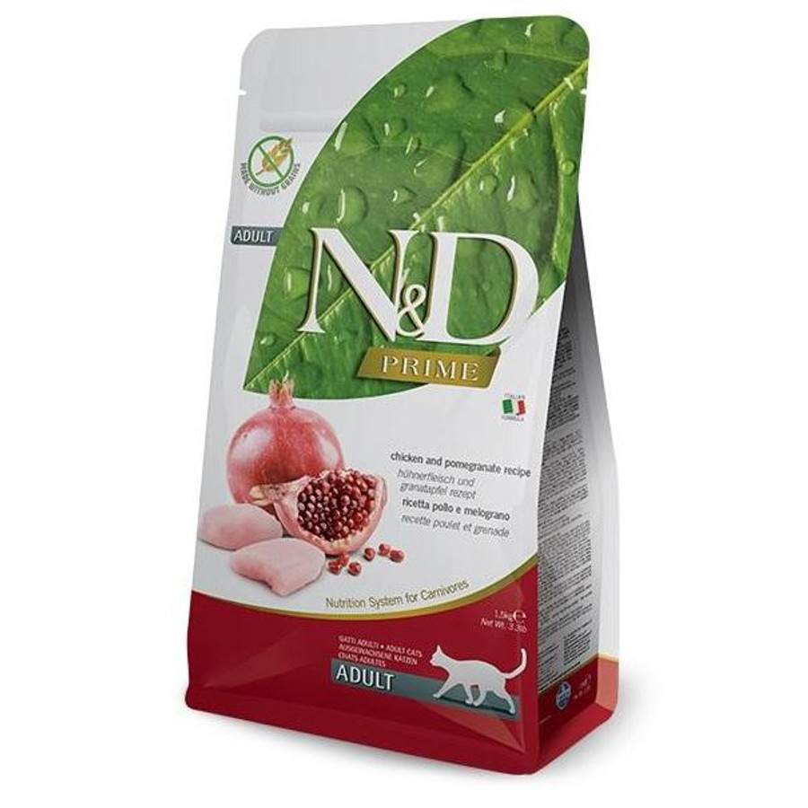 N&D Cat Prime - Csirke-Gránátalma száraztáp Felnőtt macskának 1,5 kg