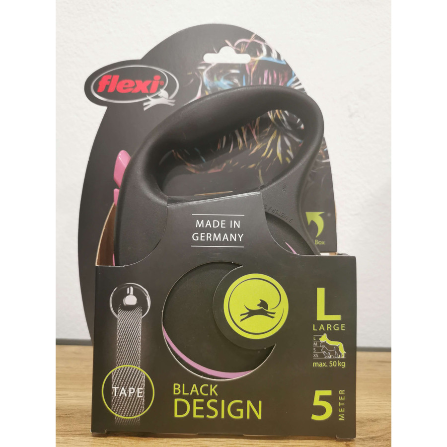 Flexi Black Design L Szalag 5m 50 kg-ig Rózsaszín