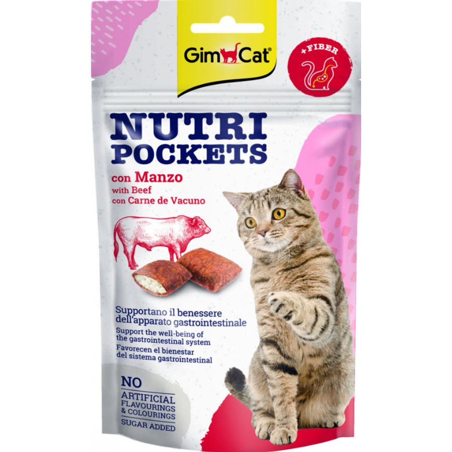 GimCat Nutri Pockets töltött Falatok Marha és Maláta cicának 60 g