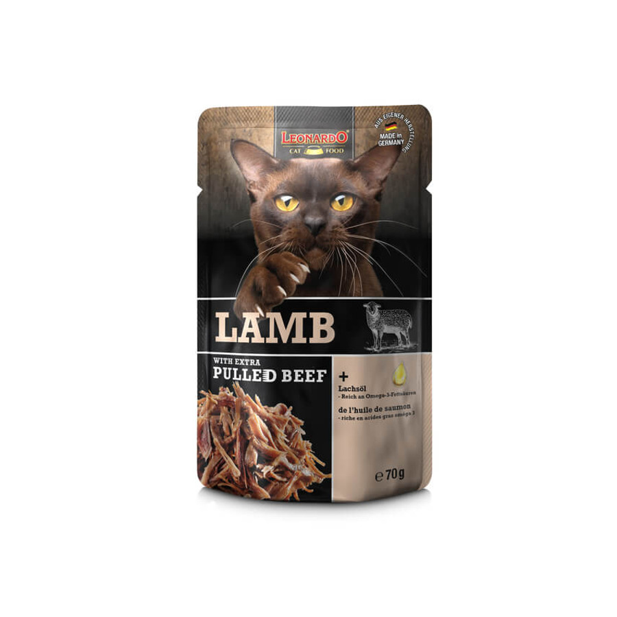 Leonardo Tépett Marhás Bárány alutasak macskáknak 70 g Leonardo Tépett Marhás Bárány alutasak macskáknak 70 g