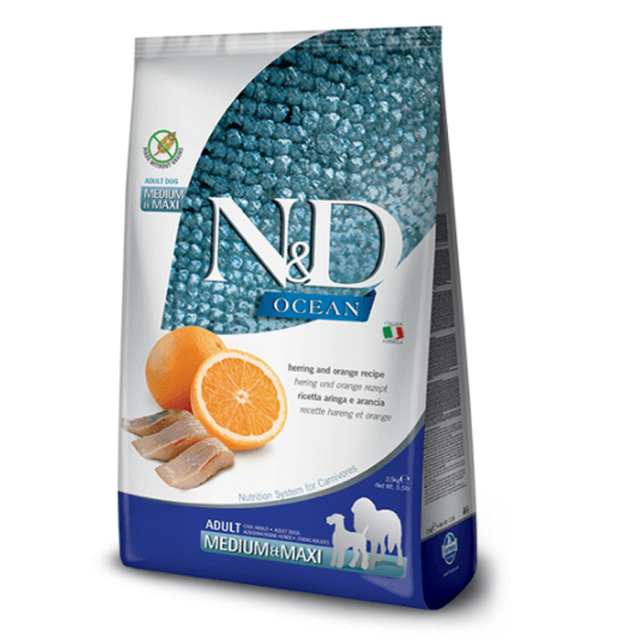 N&D Dog Ocean - Hering-Narancs száraztáp Felnőtt Kutyáknak 2,5 kg