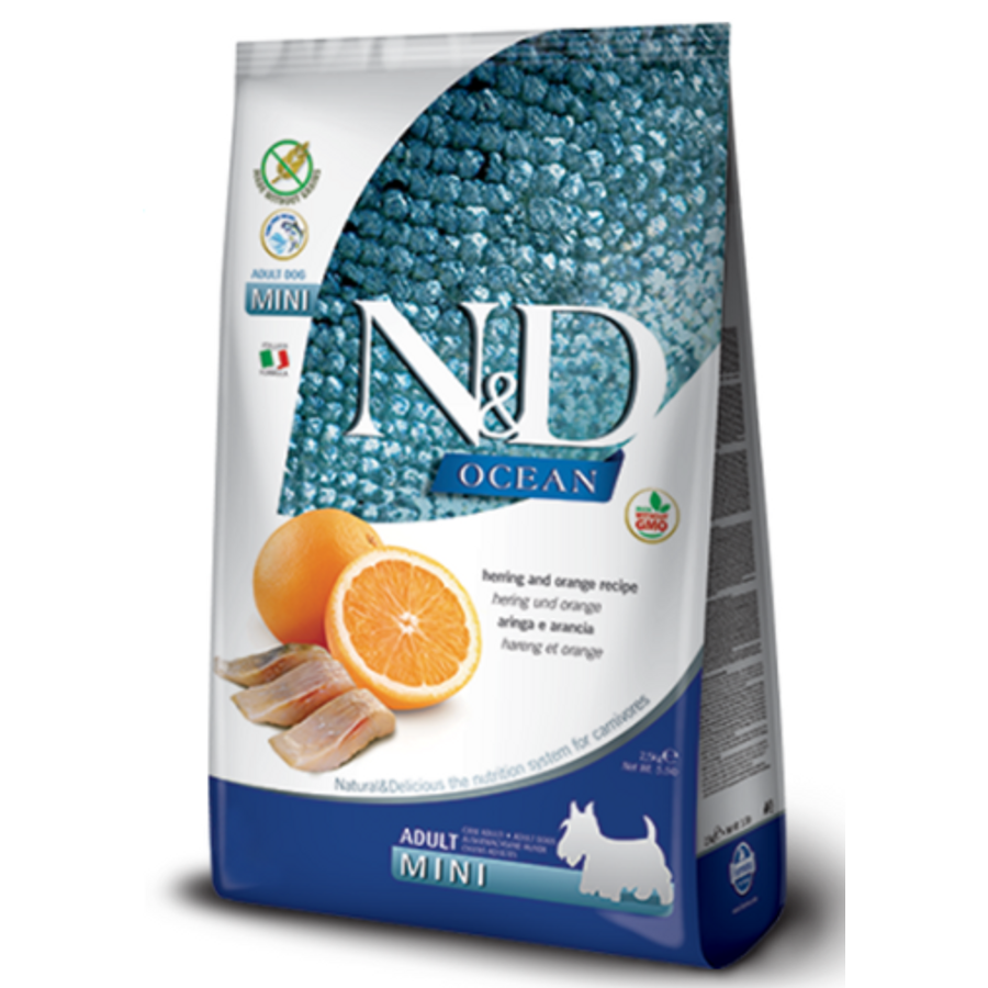 N&D Dog Ocean - Hering-Narancs száraztáp Felnőtt Kistestű Kutyáknak 2,5 kg