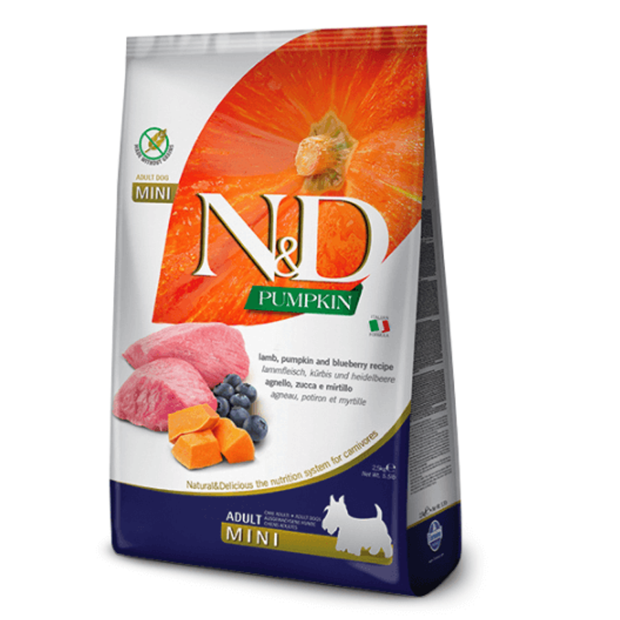 N&D Dog Pumpkin- Bárány-Sütőtök-Áfonya száraztáp Kistestű Kutyáknak 7 kg
