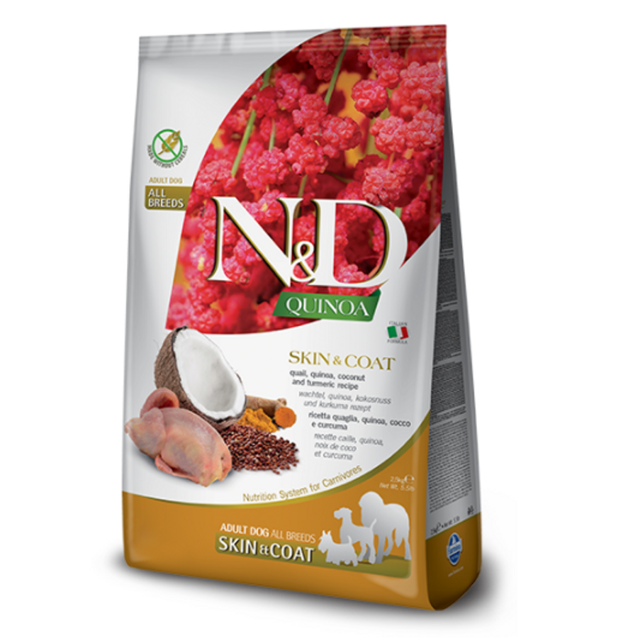 N&D Dog Quinoa - Fürj Száraztáp a Bőrért és Szőrzetért kutyáknak 7 kg
