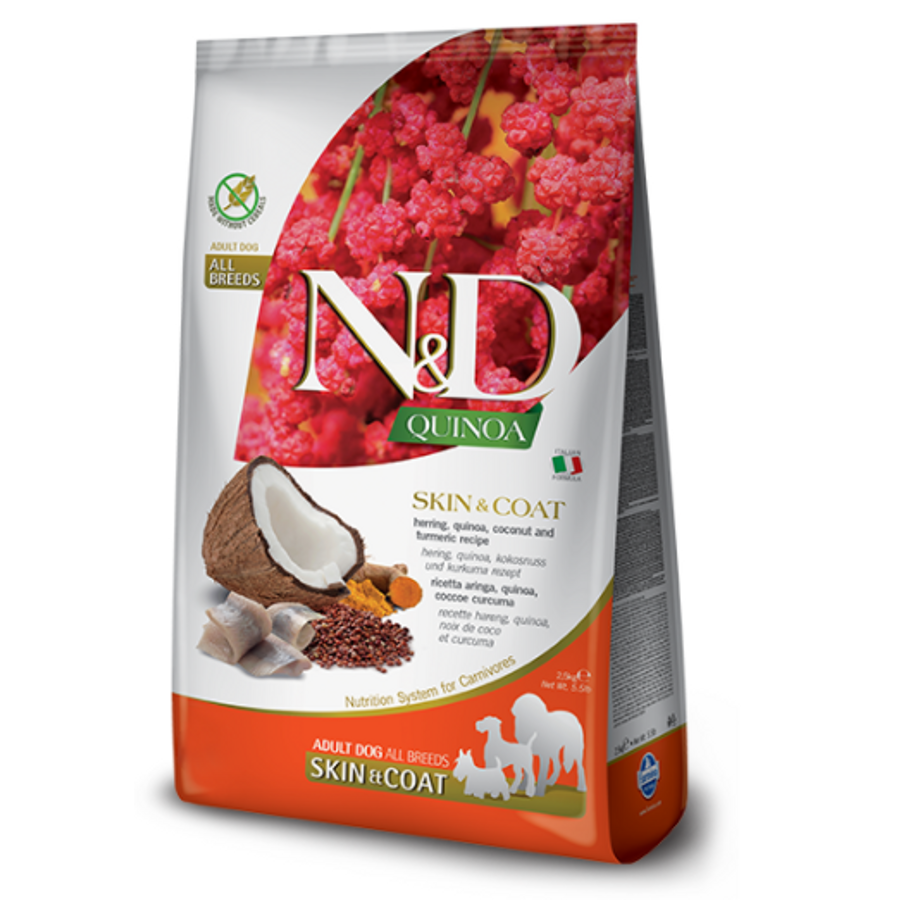N&D Dog Quinoa - Hering Száraztáp a Bőrért és Szőrzetért kutyáknak 2,5 kg