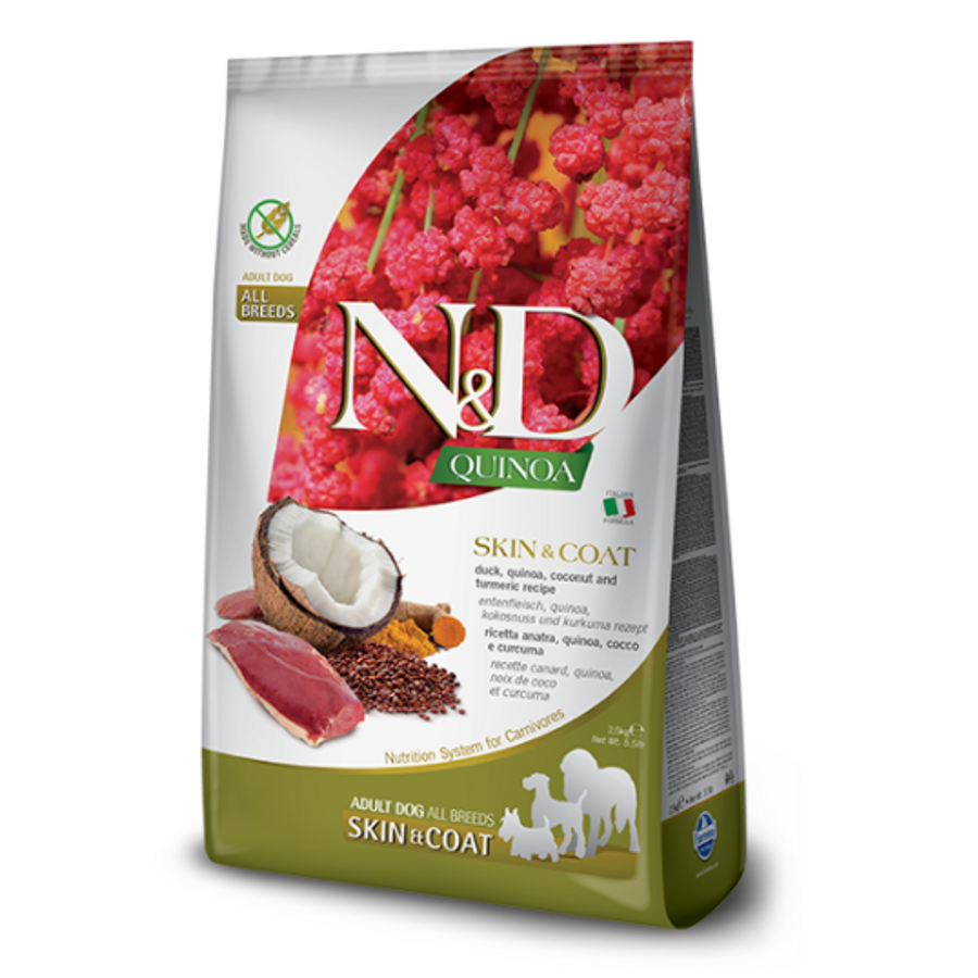 N&D Dog Quinoa - Kacsa Száraztáp a Bőrért és Szőrzetért kutyáknak 2,5 kg