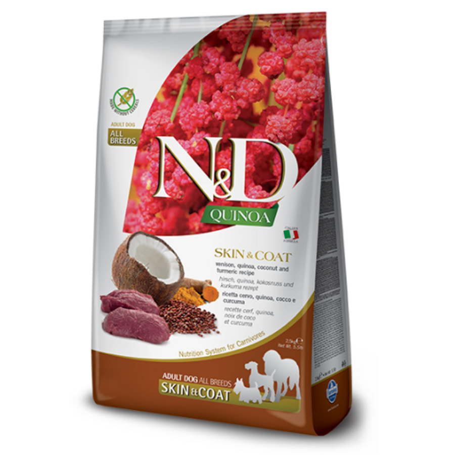 N&D Dog Quinoa - Szarvas Száraztáp a Bőrért és Szőrzetért kutyáknak 2,5 kg