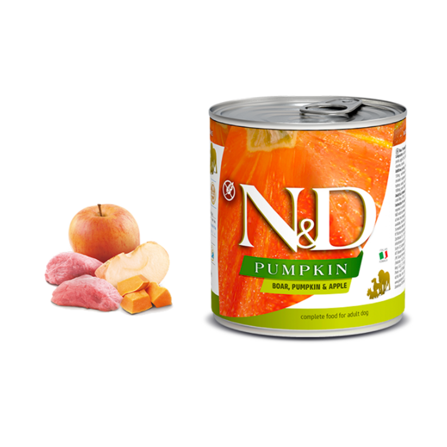 N&D Dog Pumpkin - Vaddisznó-Sütőtök-Alma konzerv Felnőtt Kutyáknak 285 g