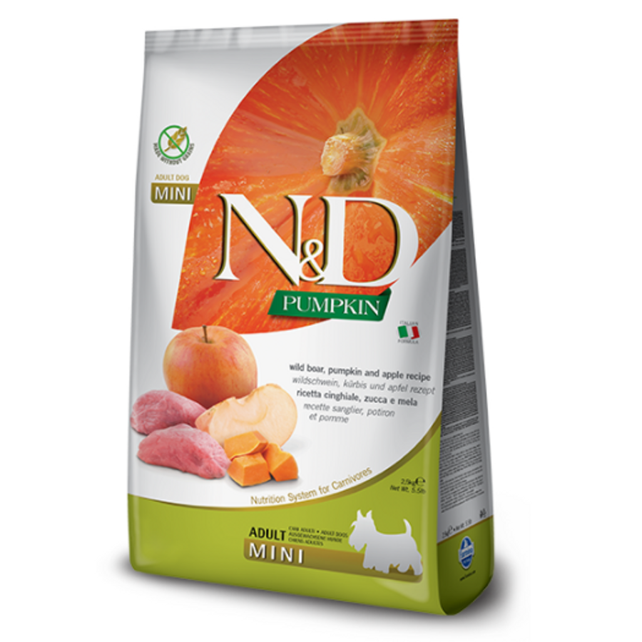 N&D Dog Pumpkin - Vaddisznó-Sütőtök-Alma száraztáp Kistestű Kutyáknak 800 g