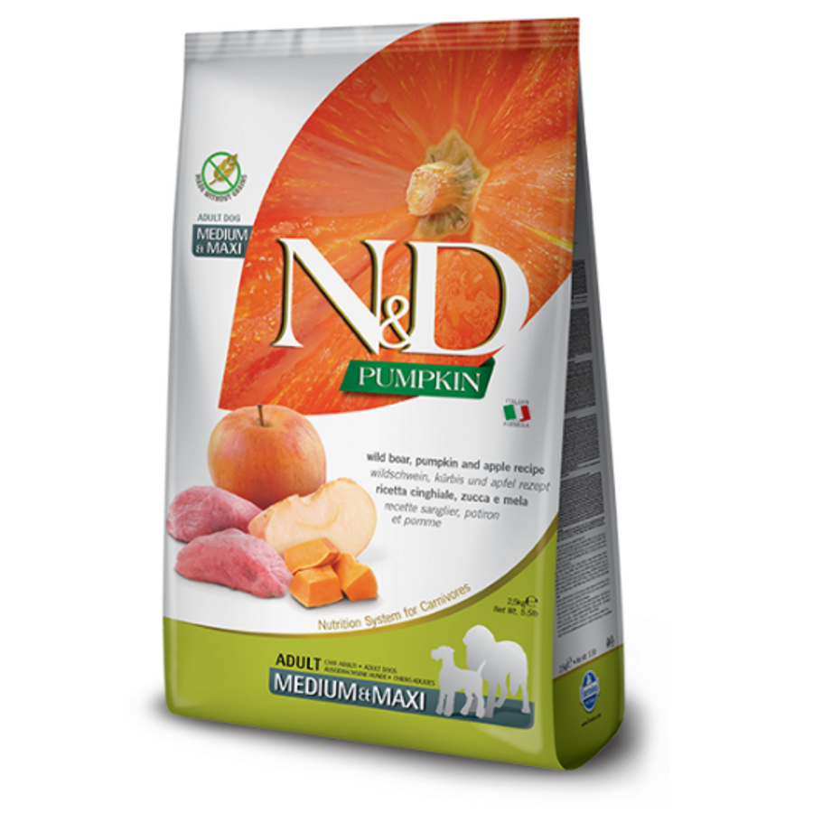 N&D Dog Pumpkin - Vaddisznó-Sütőtök-Alma száraztáp Felnőtt Kutyáknak 12 kg