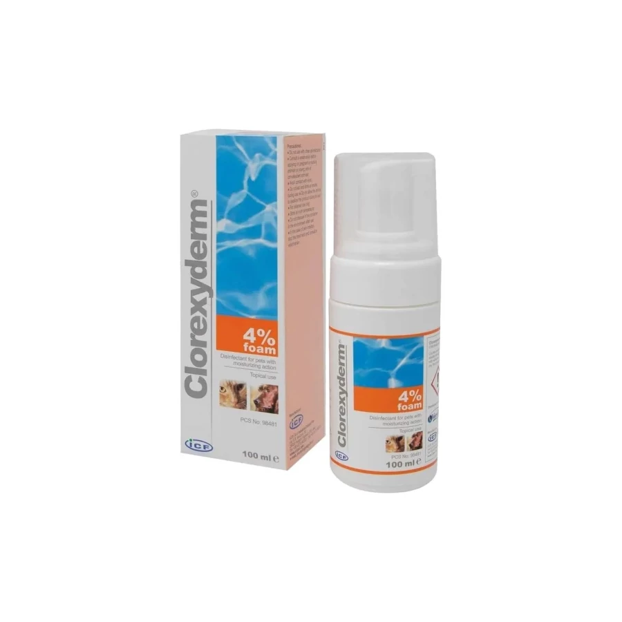 Clorexyderm 4% Hab fertőtlenítő kutya macska 100 ml Clorexyderm 4% Hab fertőtlenítő kutya macska 100 ml