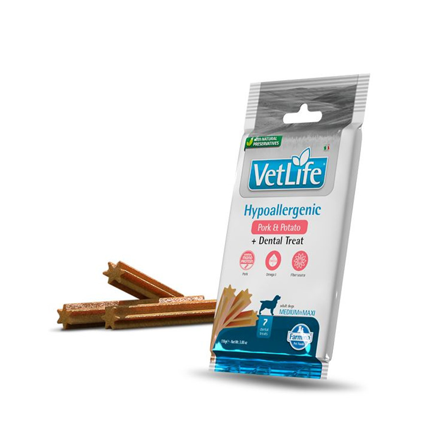 Vet Life Dog Fogtisztító Hypoallergén Jutalomfalat Pork-Potato 100 g