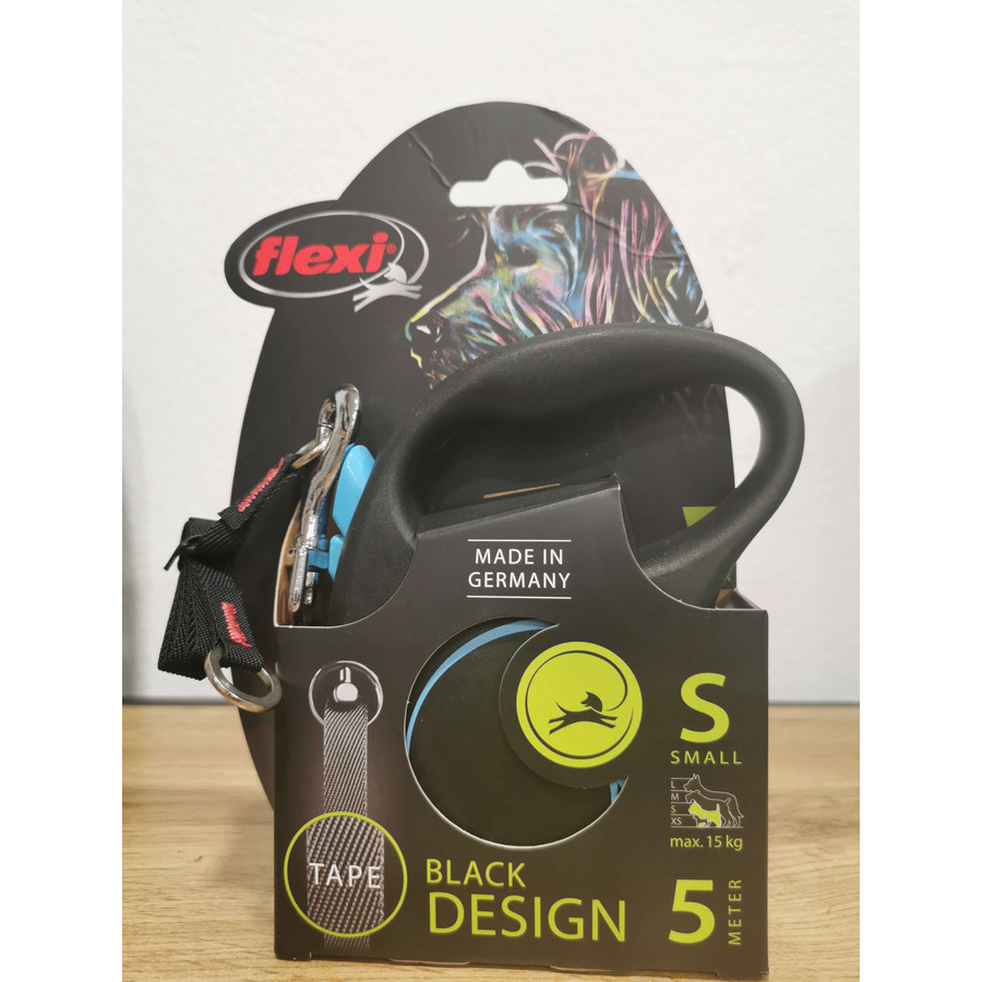 Flexi Black Design S Szalag 5m 15 kg-ig Kék