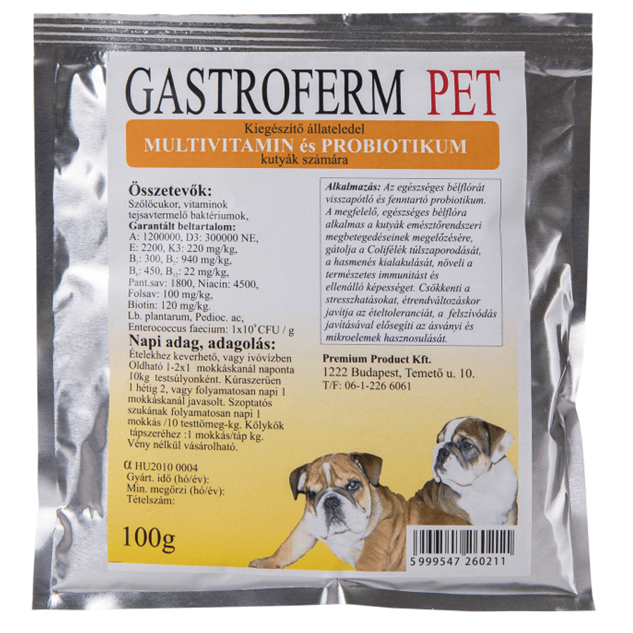 Gastroferm Pet kutya probiotikum és vitaminpor 100 g Gastroferm Pet kutya probiotikum és vitaminpor 100 g