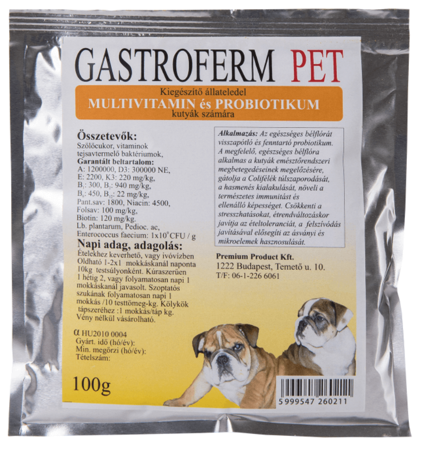 Gastroferm Pet kutya probiotikum és vitaminpor 100 g