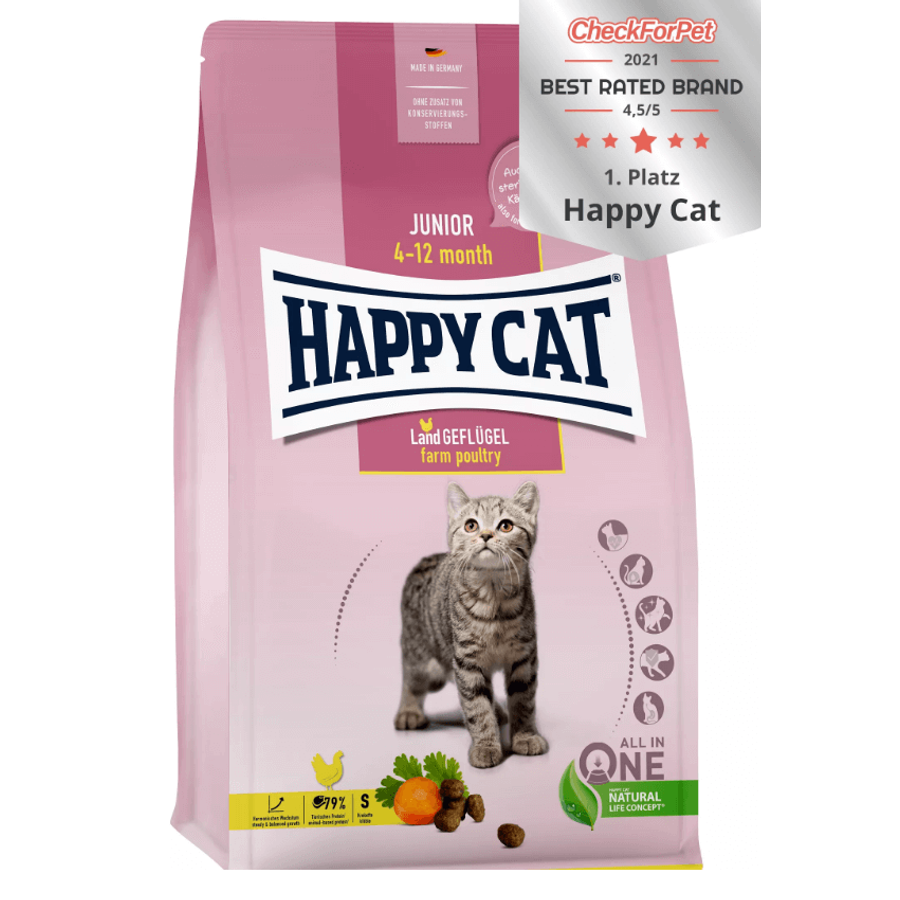 Happy Cat - Baromfi száraztáp Junior Kiscicáknak 1,3 kg