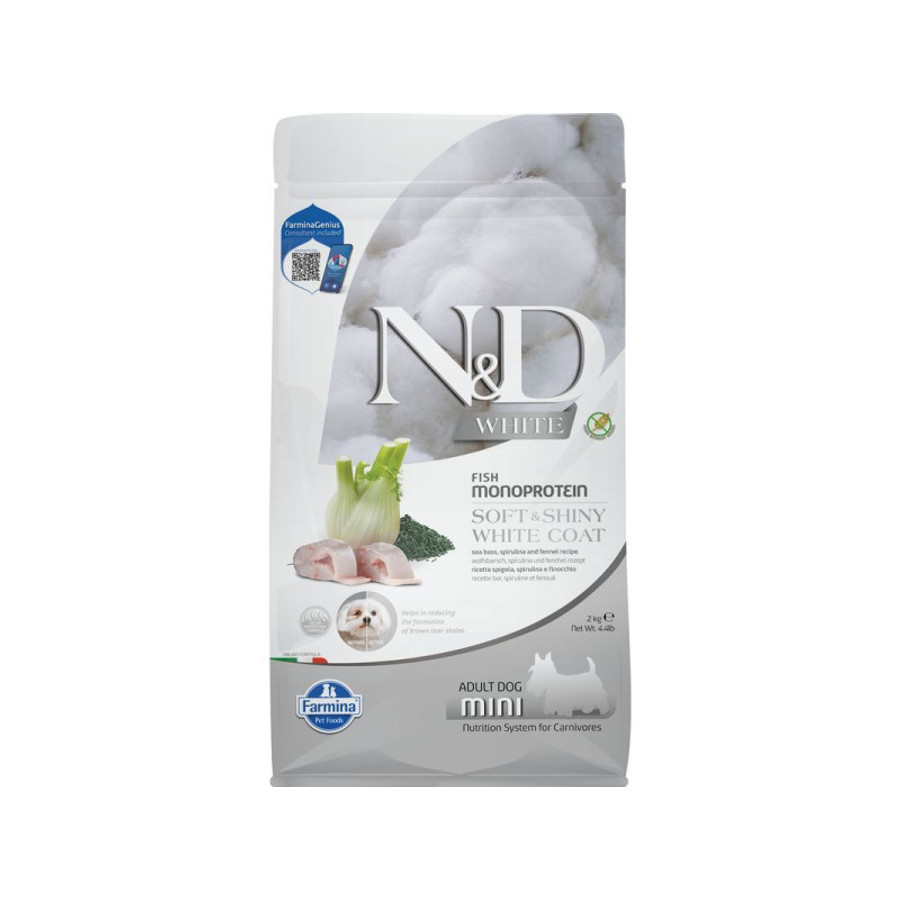 N&D White Dog tengeri sügér, spirulina&édeskömény adult mini 2kg N&D White Dog tengeri sügér, spirulina&édeskömény adult mini 2kg